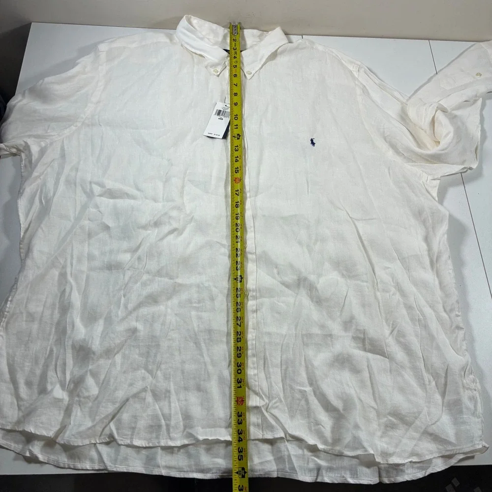NEW Polo Ralph Lauren 100% Linen Shirt 4XB White Long Sleeve Button Down